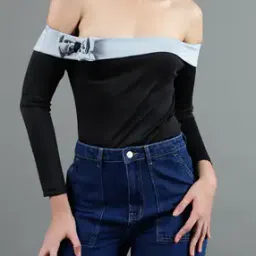 Shein Off Shoulder Full Sleeves Bodysuit with Bow-picture-14