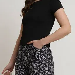 Shein Fitted Asymmetrical Neck Short Sleeve Knot Detail Top-image-0