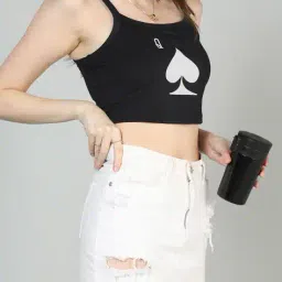 Shein Spaghetti Strap Graphic Print Cami Crop Top image 1