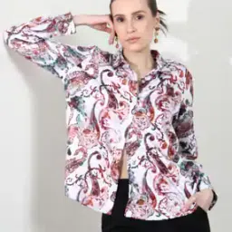 Shein Medium Length Cuffed Sleeves Paisley Print Shirt-picture-26