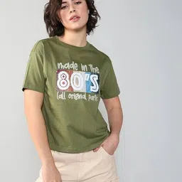 Shein Casual Drop-shoulder Sleeve Typographic Chest Print Crew T-Shirt image 1