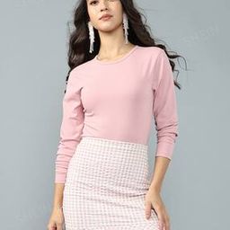 Shein Casual Medium Length Full Sleeves Mauve Leotard Top-picture-1