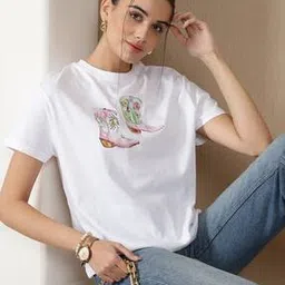 Shein Casual Graphic Chest Print Short Sleeve T-Shirt-picture-34