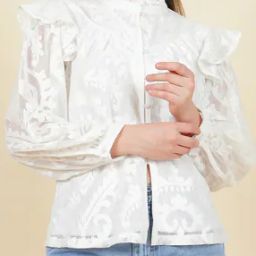 Shein Ruffle Detail Full Sleeve Lace Shirt Style Top-picture-36
