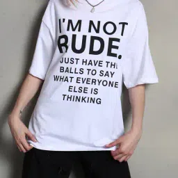 Shein Drop Shoulder Typographic Print Long Oversized Fit Tshirt image 1