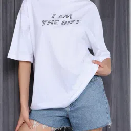 Shein Drop Shoulder Typographic Chest Print Oversized Fit Tshirt image 1