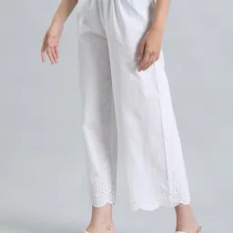 go colors Women Embroidered Palazzos with Elasticated Waistband image 1