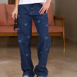 Shein Full Length Graphic Embroidery Detail Stone Wash Jeans-picture-46