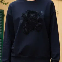 Shein Drop Shoulder Fleece Chest Applique Crew Sweatshirt image 1