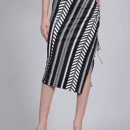 Shein Bohemian Side Ruched Tribal Print Midi Slit Skirt-picture-35