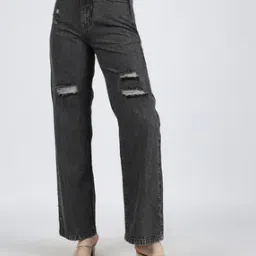 Shein Full Length High Rise Distressed Straight Fit Jeans-picture-29