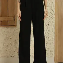 Shein Full Length Pleated Wide Leg Pants with Belt Loops-image-5