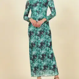 Shein Elegant Full Sleeves Tie and Dye Print Maxi Sheath Dress-picture-28