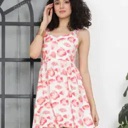 Shein Cute Sweetheart Neck Floral Print Smocked Back A-line Dress-picture-53