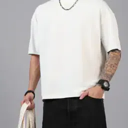 Shein Drop Shoulder Textured Relaxed Fit Crew Tshirt-image-42