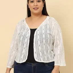 unaone Women Regular Fit Front Open Lace Shrug image 1