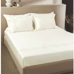 sansaar 200 TC Embroidered King-Size Bedsheet with Pillow Covers image 1