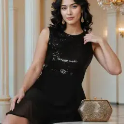 Shein Casual Embellished Pattern Layered Front Mini A-Line Dress-picture-42