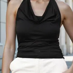 Shein Party Halter Cowl Neck Sleeveless Ruched Fitted Short Top-picture-40