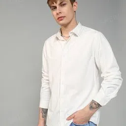Shein Casual Spread Collar Self-design Curved Hem Classic Shirt-image-56