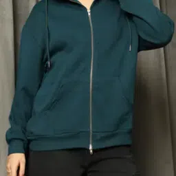 Shein Drop Shoulder Zipper Hoodie With Kangaroo Pocket-image-8