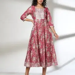 Women Floral Print Flared Dress-image-6
