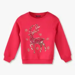 kg frendz Girls Deer Embellished Regular Fit Round-Neck Sweatshirt-picture-10
