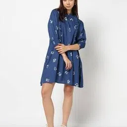 yousta Women Floral Print A-Line Dress with Neck Tie-Up-picture-22