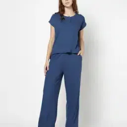 Women Ribbed Top & Pyjamas Set-image-17