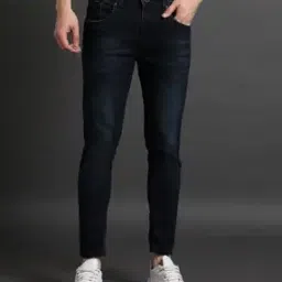 Men Mid-Wash Slim Fit Cropped Jeans-image-10