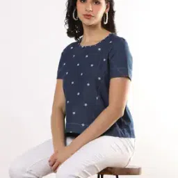 svrnaa by azorte Polka-Dot Print Round-Neck Top-picture-21
