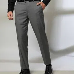 john players Men Checked Flat-Front Slim Fit Trousers-picture-40