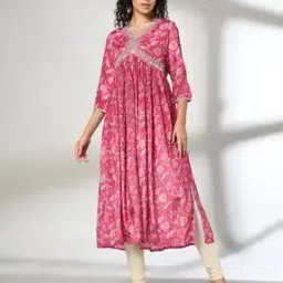 avaasa mix n' match Women Floral Print Flared Kurta-picture-28