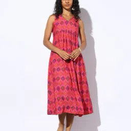 svrnaa by azorte Printed Fit & Flare Dress with Insert Pocket image 1