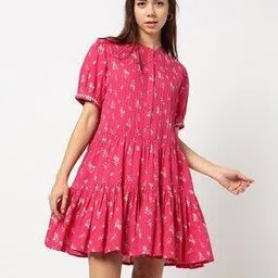 Women Floral Print Tiered Dress-image-5