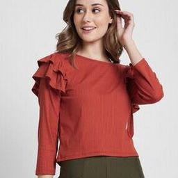 spykar Women Ribbed Relaxed Fit Top-picture-7