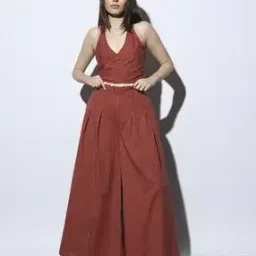 svrnaa by azorte Women Striped Crop Top & Palazzos Co-Ord Set-picture-20