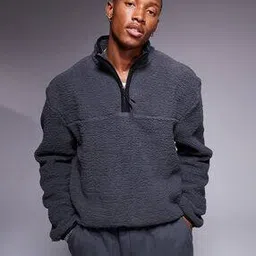 asos design Oversized Half-Zip Borg Sweatshirt-picture-35