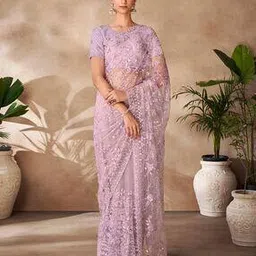 fusionic Women Embroidered Net Saree-picture-44