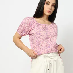 yousta Women Floral Print Regular Fit Crop Top image 1