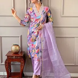 nyrika Women Floral Print Straight Kurta with Pants & Dupatta-picture-48
