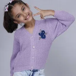 joe hazel Floral Applique Knitted V-Neck Cardigan-picture-51