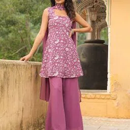 janasya Embroidered A-Line Kurti with Pants & Dupatta-picture-25