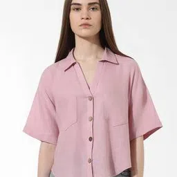 only Women Oversized Shirt with Patch Pockets-picture-36