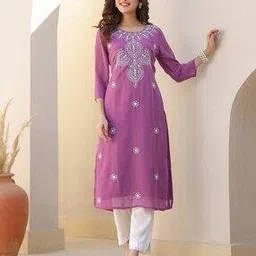 janasya Georgette Embroidered Straight Kurta-picture-37