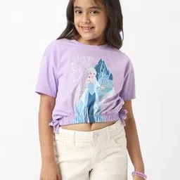 nauti nati Girls Frozen Print Regular Fit Round-Neck T-Shirt-picture-22
