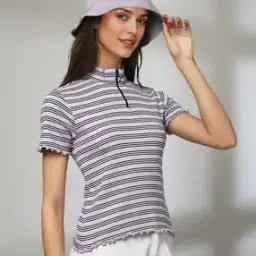 rio for trends select Women Striped Regular Fit Polo T-Shirt-picture-14