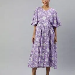 Women Leaf Print Fit & Flare Dress-image-18
