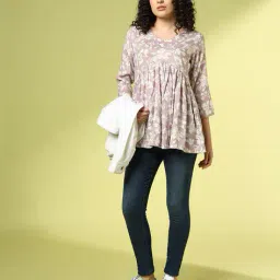 acai Women Floral Print Relaxed Fit Tunic image 1