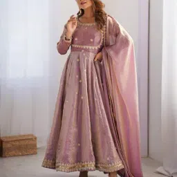 svaraa Women Embroidered Anarkali Kurta with Pants & Dupatta image 1
